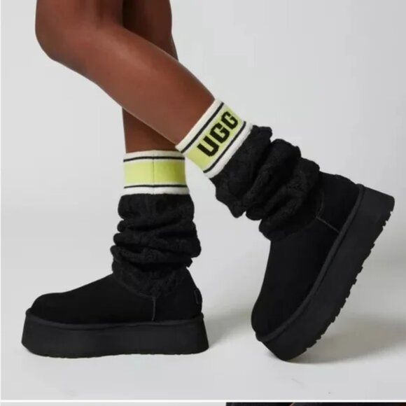 UGG Over The Knee Classic Sweater Letter Tall 2" Platform Boots Size 10 - Picture 2 of 13